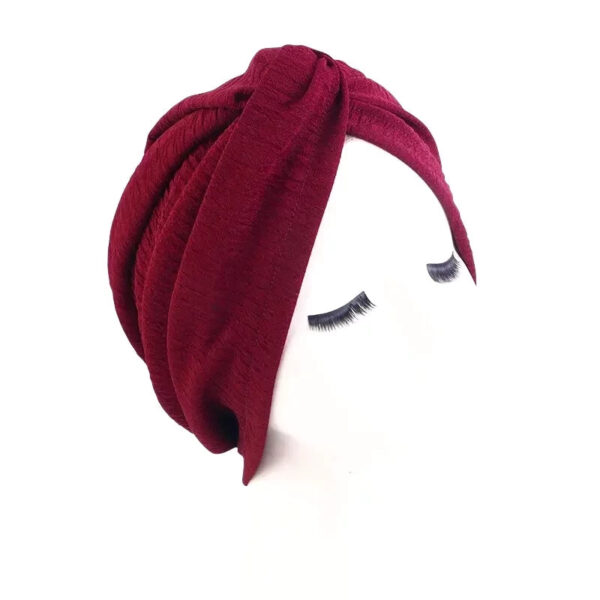 turban femme avec frange vin rouge 9
