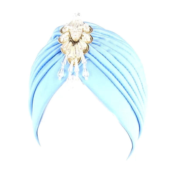 turban femme luxe bleu clair 10