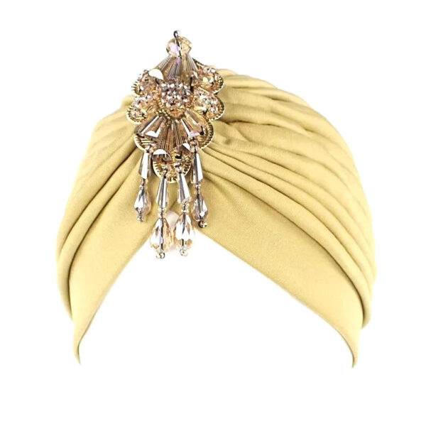 turban femme luxe jaune sable 12