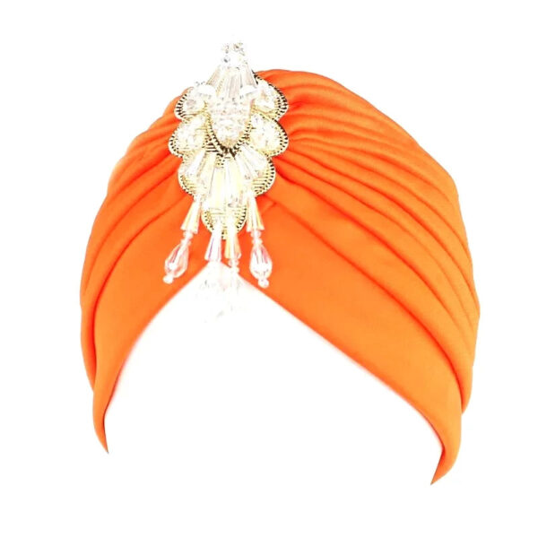 turban femme luxe orange luxieux 6