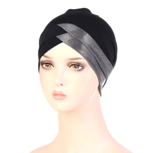 turban femme soie noir gris 10