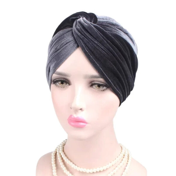 turban velours femme noir gris 6