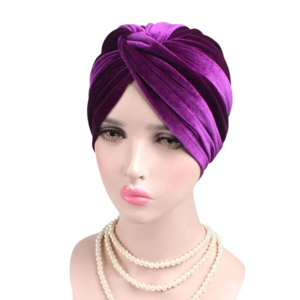 turban velours femme violet 5